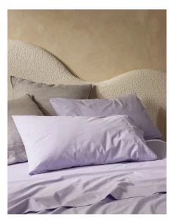 Outlet 🛒 Vue 250TC Stonewashed Cotton Sheet Set In Purple Heather 💯