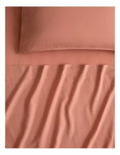 Deals 🎁 Sheridan Supersoft Lyocell Linen Sheet Set In Peach Nectar ⭐