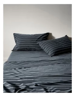 Outlet ๐ Aura Home French Stripe Sheet Set In Steel ๐ฏ