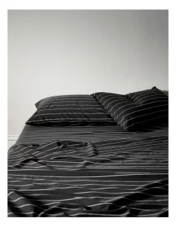 Coupon ๐ Aura Home French Stripe Sheet Set In Black ๐