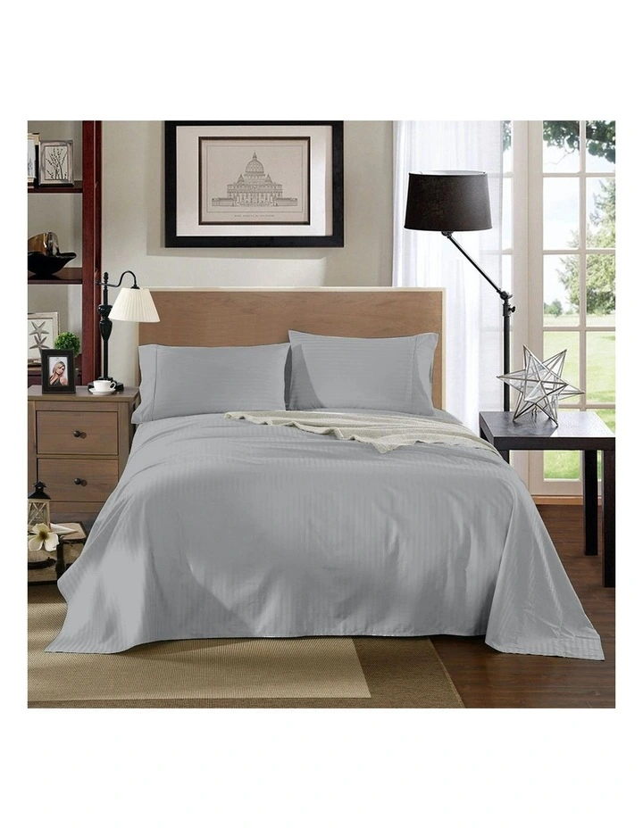 Top 10 ❤️ Kensington 1200 Thread Count 100% Egyptian Cotton Sheet Set Stripe Hotel GradeSliver ❤️ - Image 2