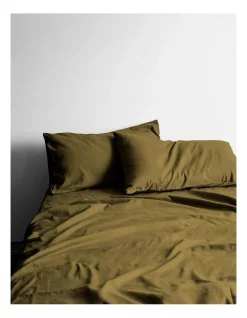 Deals ๐ Aura Home Halo Organic Cotton Sheet Set In Khaki ๐
