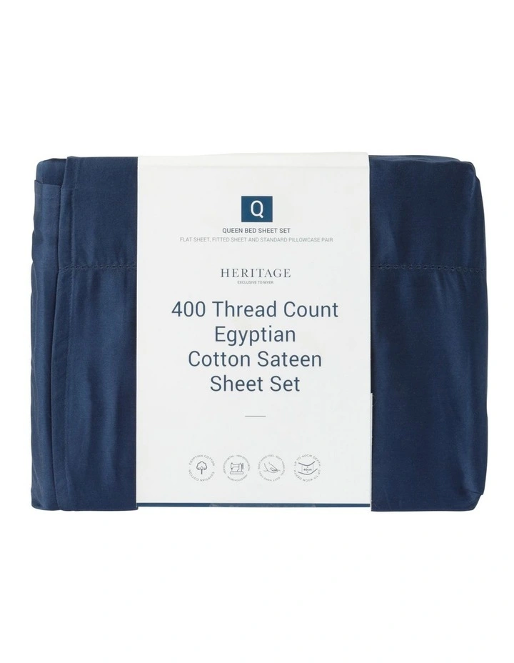 Cheap π― Heritage 400TC Luxurious Egyptian Cotton Sateen Sheeting Navy π - Image 3
