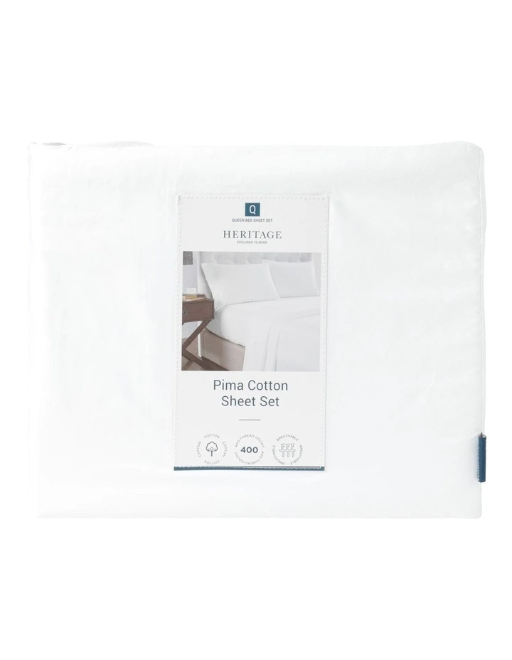 Outlet β Heritage Pima Cotton 400TC Sheet Set White π - Image 3