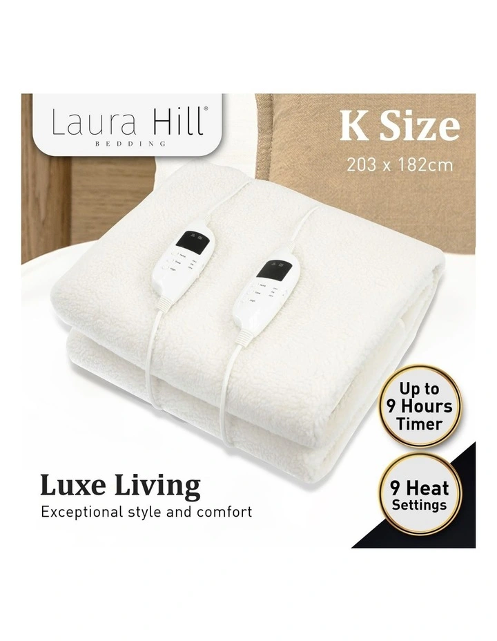 Promo π Laura Hill Electric Blanket Heated Fitted King In White β€οΈ - Image 2