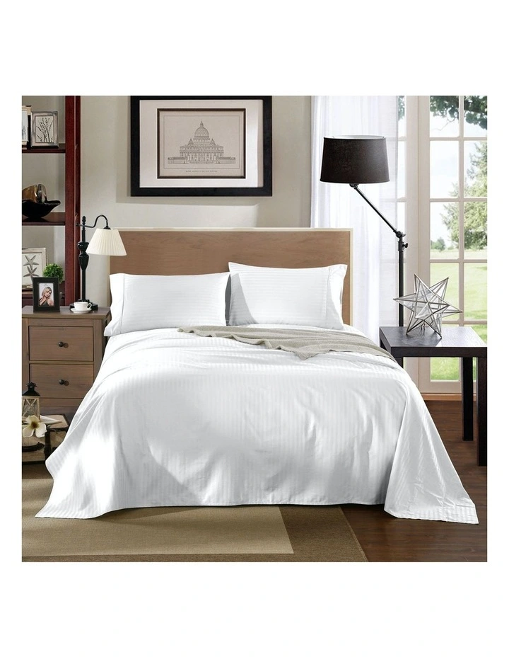 Best Pirce π Kensington 1200 Thread Count 100% Egyptian Cotton Sheet Set Stripe Hotel Grade White β - Image 2