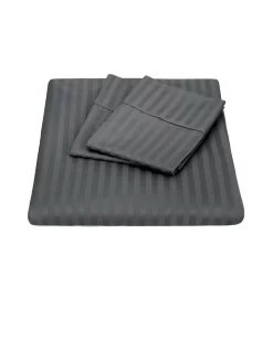 Hot Sale 🛒 Kensington 1200 Thread Count 100% Egyptian Cotton Sheet Set Stripe Hotel Grade In Charcoal 🎁