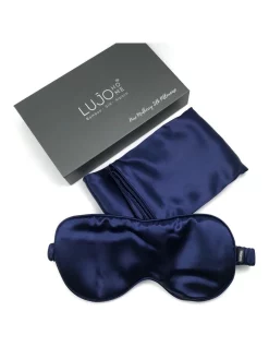 Buy ✨ Lujo Home Silk Eye Mask And Pillowcase Navy ????