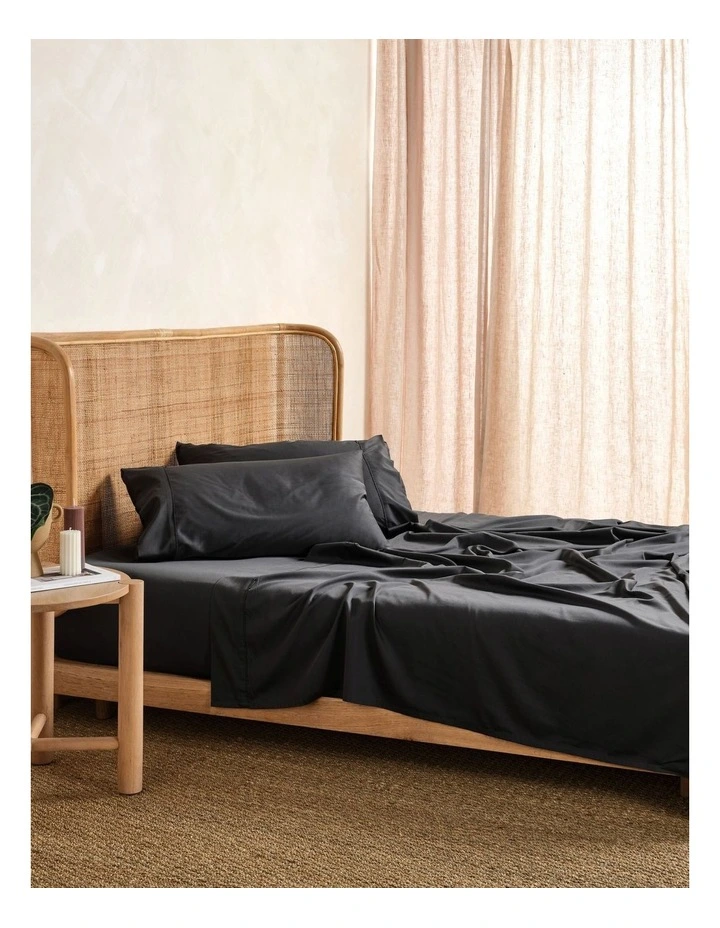 Outlet π Linen House Nara Bamboo Cotton 400TC Sheet Set Charcoal π―
