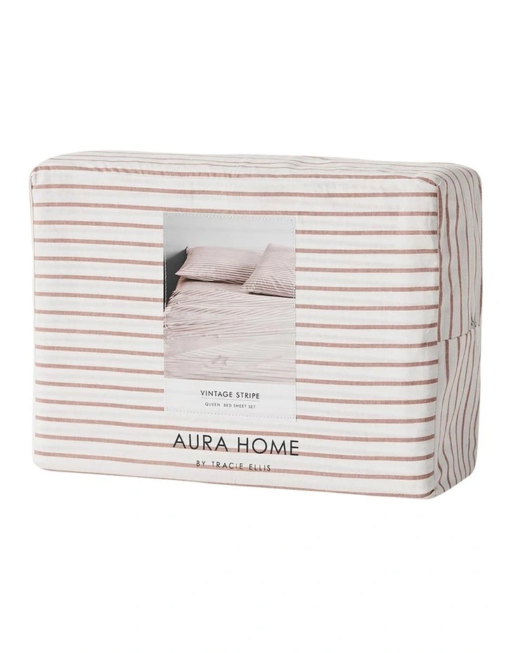 Top 10 π Aura Home Vintage Stripe Sheet Set In Clay π - Image 3