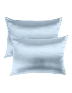 Top 10 ✔️ Royal Comfort Mulberry Soft Silk Hypoallergenic Pillowcase Twin Pack 51x76cm In Light Blue 🔔