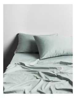 Budget ๐ Aura Home Halo Organic Sateen Sheet Set In Mist ๐