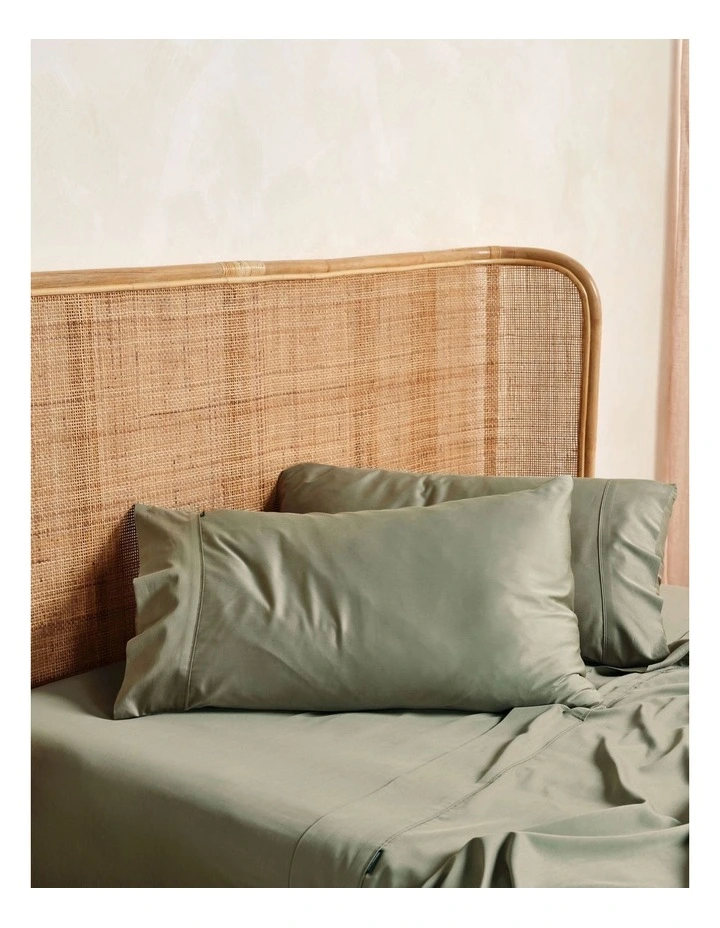 Best Pirce π Linen House Nara Bamboo Cotton 400TC Sheet Set Moss β¨ - Image 2