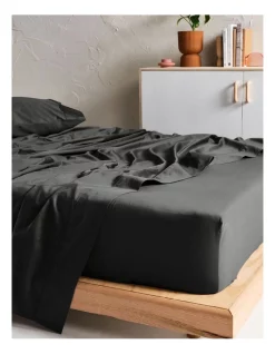 Outlet ✔️ Linen House Augusta 500TC Flat Sheets In Magnet ????