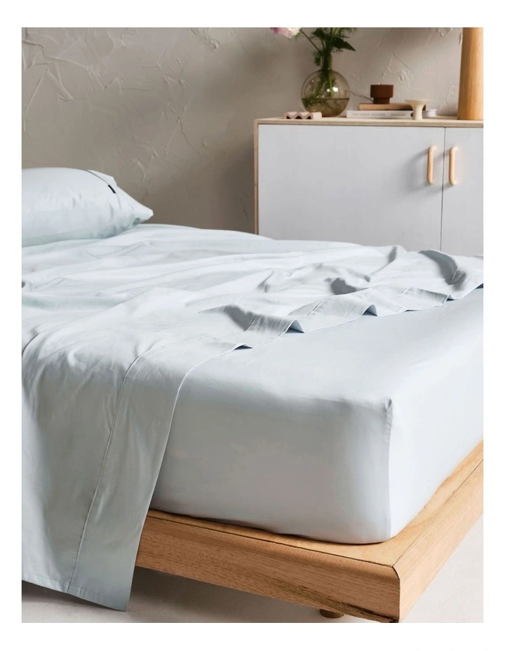 Buy β Linen House Augusta 500TC Flat Sheets In Pale Blue β
