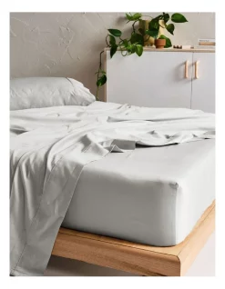 Discount ???? Linen House Augusta 500TC Flat Sheets In Grey ????