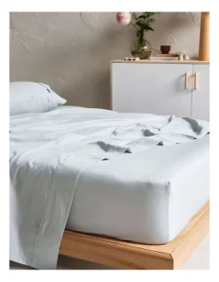 Buy ???? Linen House Augusta 500TC Fitted Sheets In Pale Blue ????
