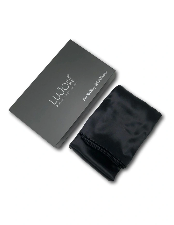 Promo 𧨠Lujo Home Silk Pillowcase Mulberry 19 Momme Black π